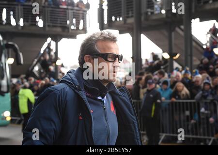 BT Murrayfield Stadium.Edinburgh.Scotland, Großbritannien. März 2020. Guinness Six Nations Test Match Schottland gegen Frankreich. Fabien Galthi französischer Rugby-Union-Cheftrainer und ehemaliger Spieler kommt bei Murrayfield an. Kredit: Eric mccowat/Alamy Live News Stockfoto