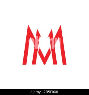 Letter m einfacher Logo-Vektor mit geometrischem Pfeil Stock Vektor