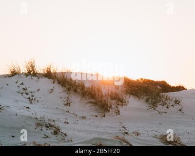 Die Sonne geht über einer Sanddüne in Australien auf Stockfoto