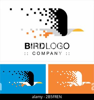 Flying Bird (Eagle) Vector Symbol Company Logo. Digitaler Logotyp (Pixel). Darstellung der Tiersymbole. Elegant Identity Concept Design Idea Templat Stock Vektor