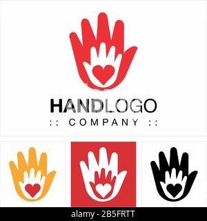 Hands (Erde, Kugel, Kreis) Vector Symbol Company Logo (Logotyp). Handarbeit, Gewerkschaft, Soziales, Symbolabbildung. Elegantes und Modernes Identitätskonzept Stock Vektor