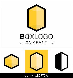 Cube (Box) Vector Symbol Company Logo (Logotyp). Volumenkörper, Konstruktion, Isometrisch, Cartoon, Ebenen, Transparente, 3D-Symbolabbildung. Eleganter Mo Stock Vektor