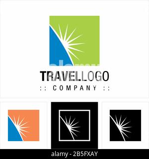 Earth Horizon Sunrise (Sonnenlicht, Sonnenschein) Vector Symbol Company Logo (Logotyp). Abbildung Des Symbols Für Das Abstrakte Quadrat. Elegant und Farbenfroh Stock Vektor