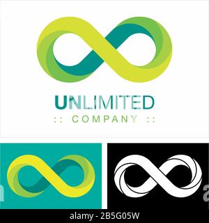 Infinity (Unlimited) Vector Symbol Company Logo. Logotyp Im Stil Der Geometrischen Ebene. Darstellung von endlosen Symbolen. Elegante Idee Zum Identitätskonzept Stock Vektor