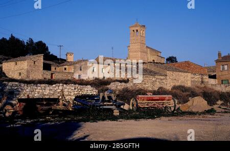 IGLESIA DE SAN PEDRO AD VINCULA DE TORRALBA DE ARAGON - SIGLO XVI-MUDEJAR ARAGONES. Lage: IGLESIA DE SAN PEDRO AD VINCULA. HUESCA. Spanien. Stockfoto