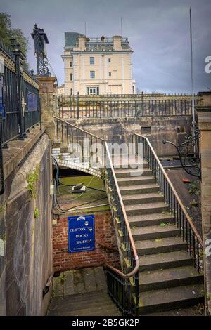 Die Clifton Rock Railway an der Avon Gorge, Clifton, Bristol, Großbritannien Stockfoto