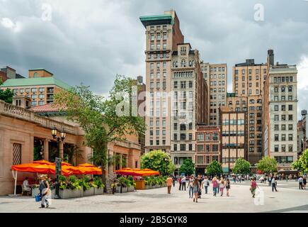 NYC, NY/USA - 17. Juli 2014: Blick auf den Union Square in Manhattan. Stockfoto