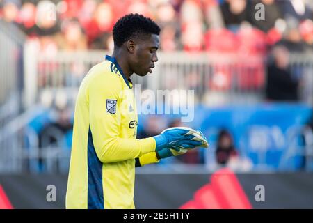7. März 2020, Toronto, Ontario, Kanada: Sean Johnson (1) im Einsatz während des MLS-Spiels zwischen Toronto FC und New York Citiy FC. Toronto gewann 1-0 (Credit Image: © Angel Marchini/ZUMA Wire) Stockfoto