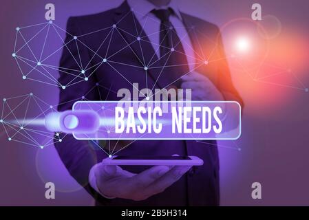 Konzeptionelles Handschreiben mit grundlegenden Anforderungen. Konzept bedeutet etwas, das Sie haben müssen, um das Leben zu erhalten oder zu leben Stockfoto