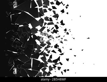 Abstrakte Wolke aus Stücken und Fragmenten nach der Explosion. Abbruchfläche. Schütter- und Vernichtungseffekt. Vektorgrafiken Stock Vektor