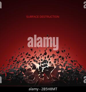 Abstrakte Wolke aus Stücken und Fragmenten nach der Explosion. Schütter- und Vernichtungseffekt. Flächenabriss. Vektorgrafiken Stock Vektor