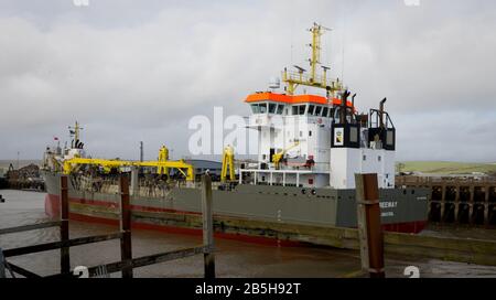 Der zyprische Hopper-Bagger-Freeway vor der Küste von Newhaven wurde registriert. Stockfoto