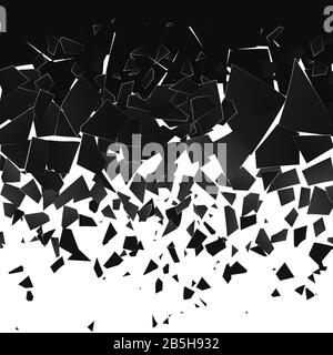 Vernichtungseffekt. Abstrakte Wolke aus Stücken und Fragmenten nach der Wandexplosion. Vektor Stock Vektor