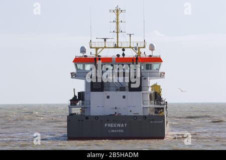 Der zyprische Hopper-Bagger-Freeway vor der Küste von Newhaven wurde registriert. Stockfoto