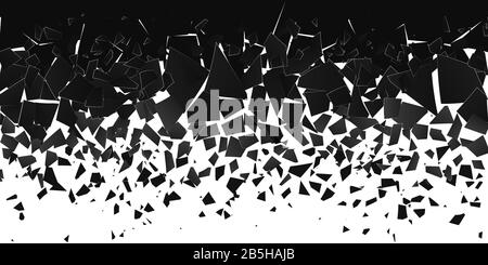 Abstrakte Wolke aus Stücken und Fragmenten nach der Explosion. Schütter- und Vernichtungseffekt. Abbruchfläche. Vektorgrafiken Stock Vektor