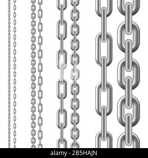 Satz Metallkette. Nahtlose Kette auf weißem Hintergrund isoliert. Vektor Stock Vektor