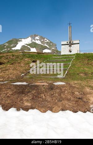 Denkmal Konzentrationslager Natzwiller Struthof, Col du Petit-Saint-Bernard, Colle del Piccolo San Bernardo, Kleiner St. Bernard Pass, Haute-Tarant Stockfoto