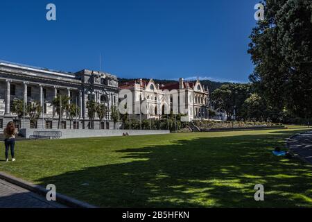 Parlamentsgebäude und Parlamentsbibliothek, Wellington Stockfoto
