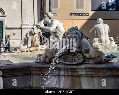 Architektonische Details der Fontana del Moro Moro oder Brunnen. Rom. Italien Stockfoto