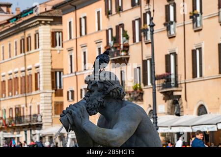 Architektonische Details der Fontana del Moro Moro oder Brunnen. Rom. Italien Stockfoto