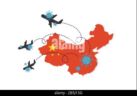 Corona-Virus 2019-nCoV. China pathogen respiratorisches Coronavirus. Grippeausbreitung der Welt. Ebenen c Gefährliches chinesisches NCOV-Corona-Virus, SARS-Pandemie Stock Vektor