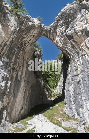 Cares Gorges, Fürstbistum Asturien/Spanien; 05. August 2015. Diese Schlucht mit ihren schmalen Pässen und Schluchten liegt mitten im Herzen des Picos de Eur Stockfoto