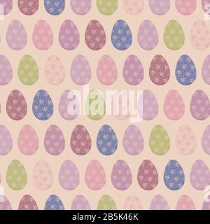 Reihen von Pastelleiern mit nahtlosem Vektormuster Stock Vektor