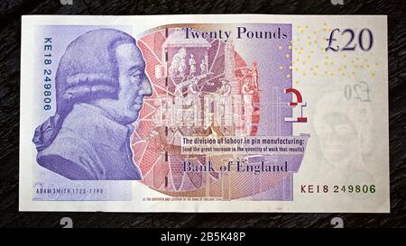 Bank von England £ 20 Hinweis Stockfoto