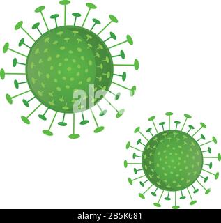 Abbildung grafischer Vektor des Corona-Virus, Infektion in Wuhan. Grüner Virus, weißer Hintergrund, epidemischer Vektor Stock Vektor