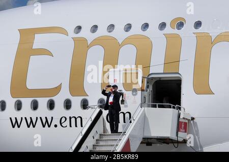 Besucherausweis, Airbus A380, ILA, Berlin-Schönefeld, Deutschland Stockfoto