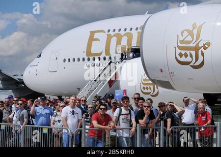Besucherausweis, Airbus A380, ILA, Berlin-Schönefeld, Deutschland Stockfoto