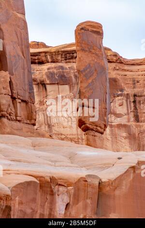 Park Avenue und Courthouse Towers im Arches National Park in Moab, Utah USA. Stockfoto