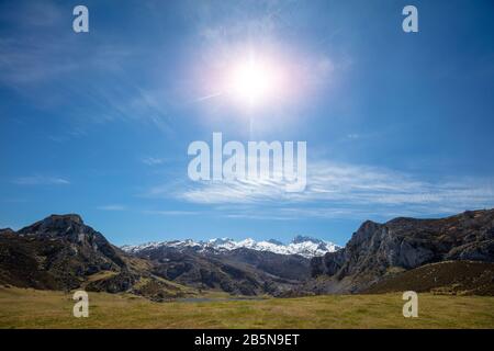 Peaks of Europe (Picos de Europa) National Park. Lagos de Covadonga, Asturien, Spanien Stockfoto