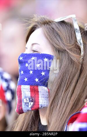 Harrison, New Jersey, USA. März 2020. US-Anhänger werden während des SheBelives Cup Matches in der Red Bull Arena in Harrison New Jersey gesehen USA besiegt Spanien 1 bis 0 Credit: Brooks Von Arx/ZUMA Wire/Alamy Live News Stockfoto