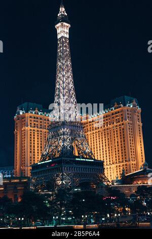 Las Vegas, USA - Januar 2019 Blick Auf Bellagio Hotelbrunnen und Las Vegas Strip Stockfoto