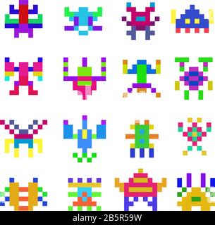 Satz von pixel Monster Stock Vektor