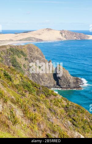 Te Werahi Beach in der Nähe von Cape Reinga an der Nordspitze von North Island in Neuseeland. Stockfoto