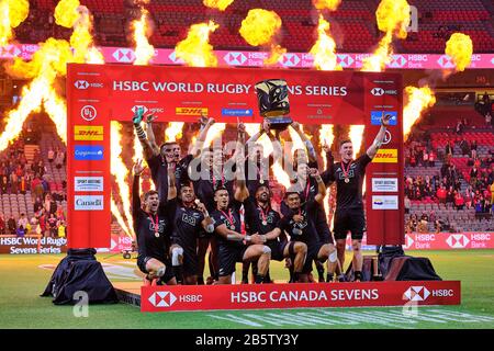 Vancouver, Kanada. März 2020. Neuseeland hing an, um einen angespannten letzten 17:14-Sieg über Rivalen Australien am BC Place in Vancouver, Kanada zu gewinnen. Kredit: Joe Ng/Alamy Live News. Stockfoto