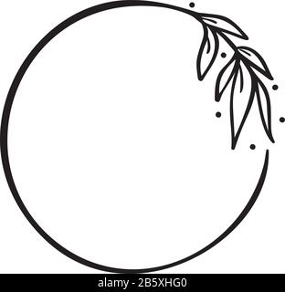 Handgezeichneter minimalistischer Rahmen mit Ast. Elemente mit Vektor-Blumendesign für Einladung, Grußkarte, Scrapbooking, Poster mit Platz für Text Stock Vektor
