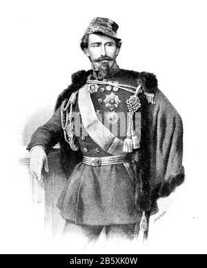 Alfonso Ferrero La Marmora, 18. November, * 5. Januar 1878, war ein italienischer General und Staatsmann/Alfonso Ferrero La Marmora war vom 18. November 1804 bis 5. Januar 1878 ein italiensischer General und Staatsmann, historisch, digital verbesserte Wiedergabe eines Originals aus dem 19. Jahrhundert / Digitale Produktion einer Originalanlage aus dem 19. Jahrhuntert, Stockfoto