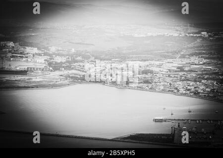 Panoramablick auf gibraltar und Umgebung Stockfoto