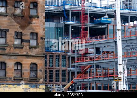 Typische Bauszene in Buchanan Wharf, Glasgow Stockfoto