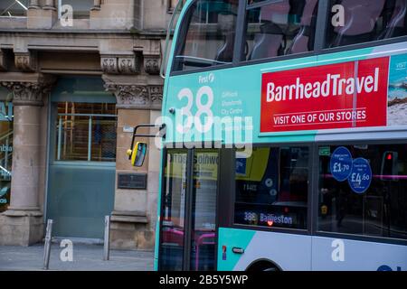 Der Bus Nummer 38E im Stadtzentrum von Glasgow Stockfoto