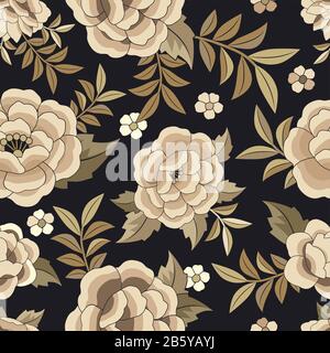 Nahtloses Blumenmuster auf der Grundlage der gestickten Blumen aus orientalischem Schal Stock Vektor