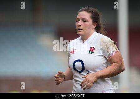 London, Großbritannien. März 2020. Amy Cokayne (England, 2). Vierter Spieltag des Rugby-Turniers Six Nations 2020 Der Frauen; England - Wales am 7. März 2020 in London. Credit: Jürgen Kessler / dpa / Alamy Live News Stockfoto