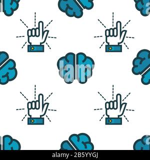 Zeigefinger und Gehirn nahtloses Muster, Idee oder Start Stock Vektor