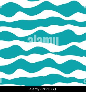 Wellenlinie nahtloser Vektor-Muster Hintergrund. Gestreifte lineare, unregelmäßige horizontale Ozeanwellen Hintergrund. Einfaches modernes Design mit breiten Streifen. Alles in allem Stock Vektor