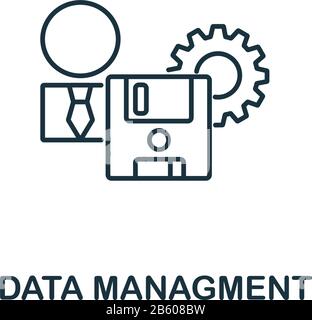 Symbol für Datenverwaltung aus der Industrie 4.0-Sammlung. Einfaches Symbol für die Datenverwaltung von Linienelementen für Vorlagen, Webdesign und Infografiken Stock Vektor