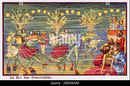 Frog BALL Eine Serie französischer Illustrationen aus dem späten 19. Jahrhundert, die das Leben im Jahr 2000 prognostizieren Stockfoto
