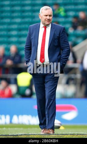 LONDON, GROSSBRITANNIEN. 07. März Wales Head Coach Wayne Pivac während Guinness Six Nations zwischen England und Wales im Twickenham Stadium, London, E Stockfoto